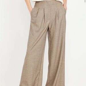 Old Navy textured tan extra high rise extra wide leg dress pants 0